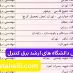 ظرفیت پذیرش و دانشگاه های ارشد برق کنترل
