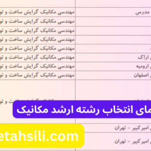 راهنمای انتخاب رشته ارشد مکانیک