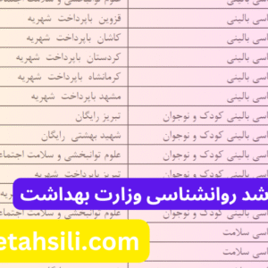 انتخاب رشته ارشد روانشناسی وزارت بهداشت