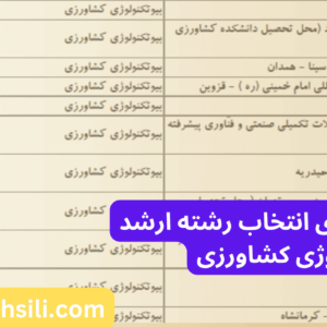 دفترچه و راهنمای انتخاب رشته ارشد بیوتکنولوژی کشاورزی